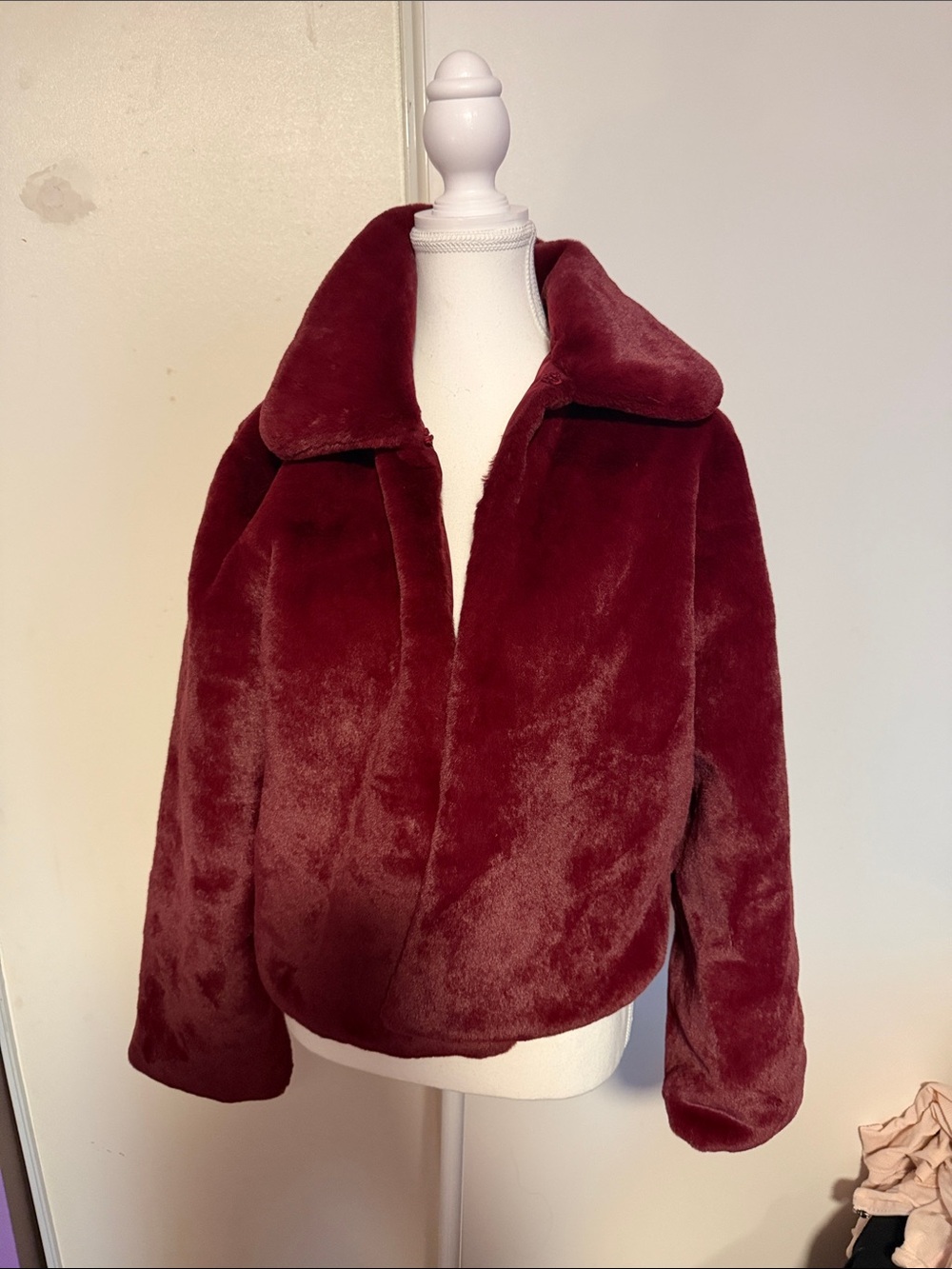 a new day Plush Teddy Jacket in Burgundy